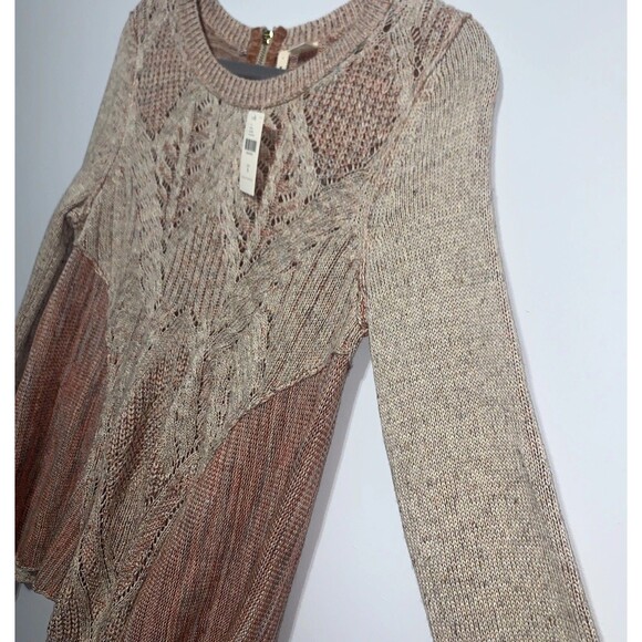 Anthropologie Moth Sweater Anita Cable Knit Rear Zip Pullover Long Swing Small - Picture 4 of 9